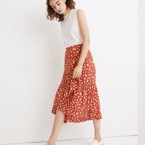 NWT Madewell Ruffle-Wrap Midi Skirt in Happy Hibiscus